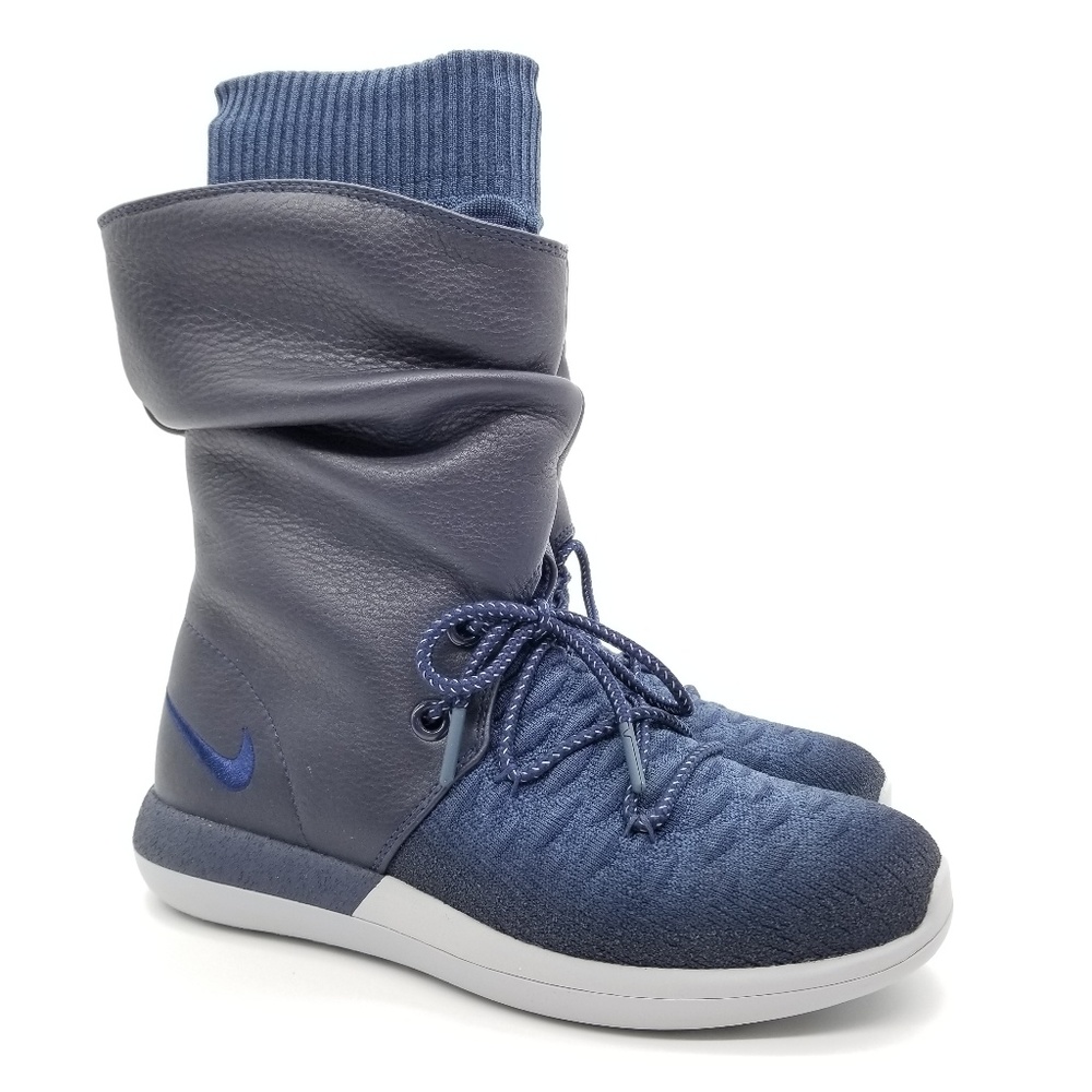 NEW Nike Roshe Two Hi Flyknit Sneaker Boots Navy